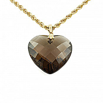 9ct gold Smoky Quartz Pendant with chain